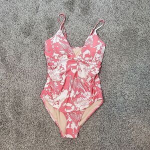 Le Weekend by Virginia Johnson One Piece Pink & White Swimsuit Swimsuit